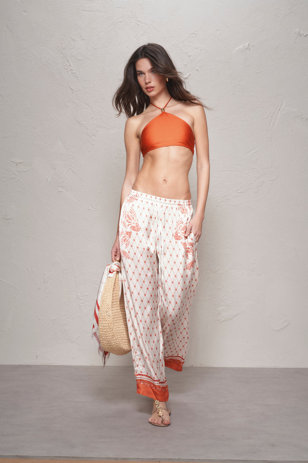 Macey Pants-Orange Mosaic Print-XL