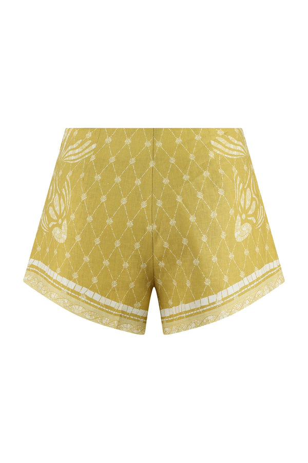 Devon Shorts-Mustard Mosaic Print-XS