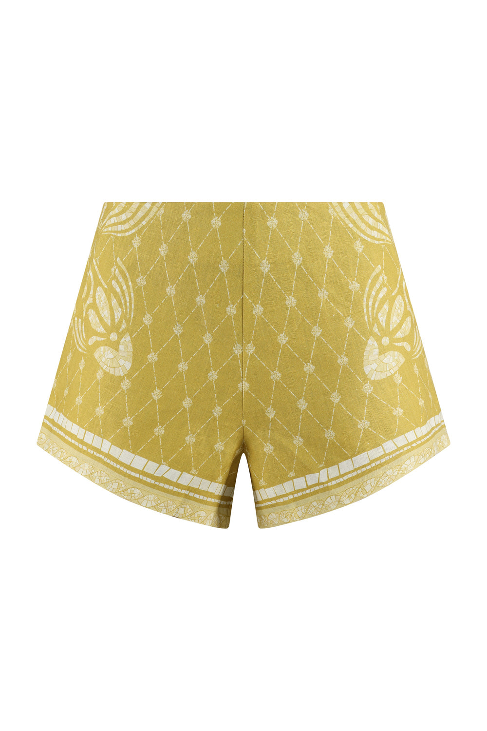 Devon Shorts-Mustard Mosaic Print-XS