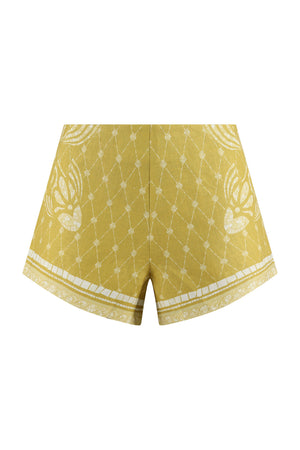 Devon Shorts-Mustard Mosaic Print-XS