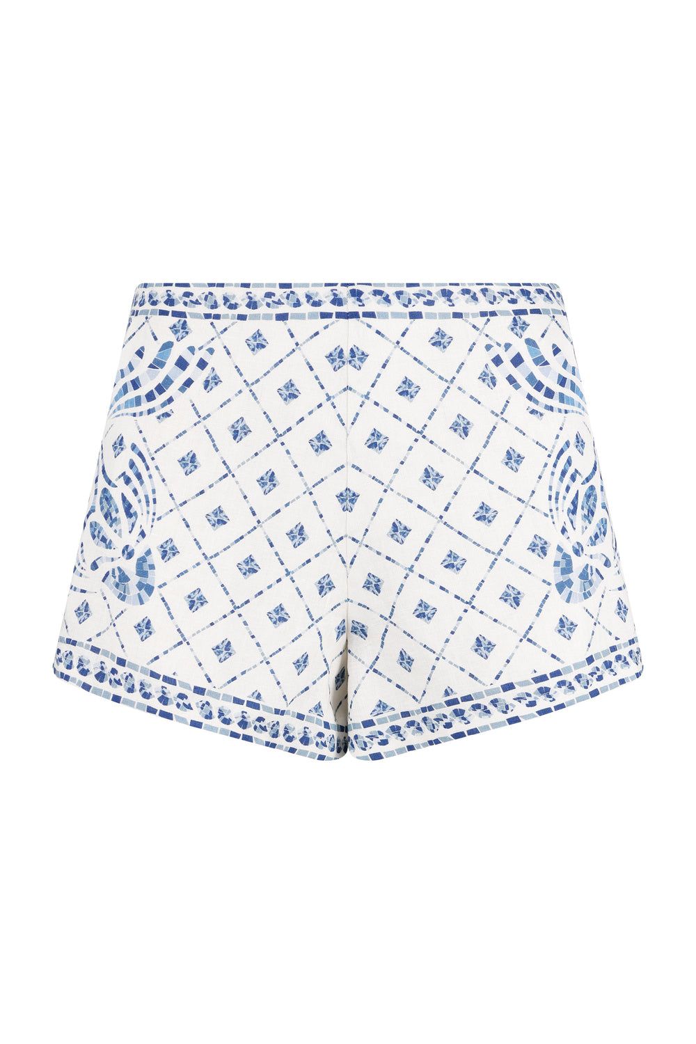 Devon Shorts-Blue Mosaic Print-XS