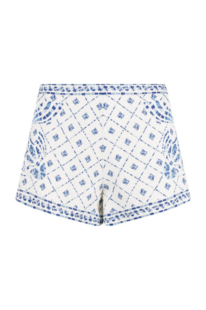 Devon Shorts-Blue Mosaic Print-XS