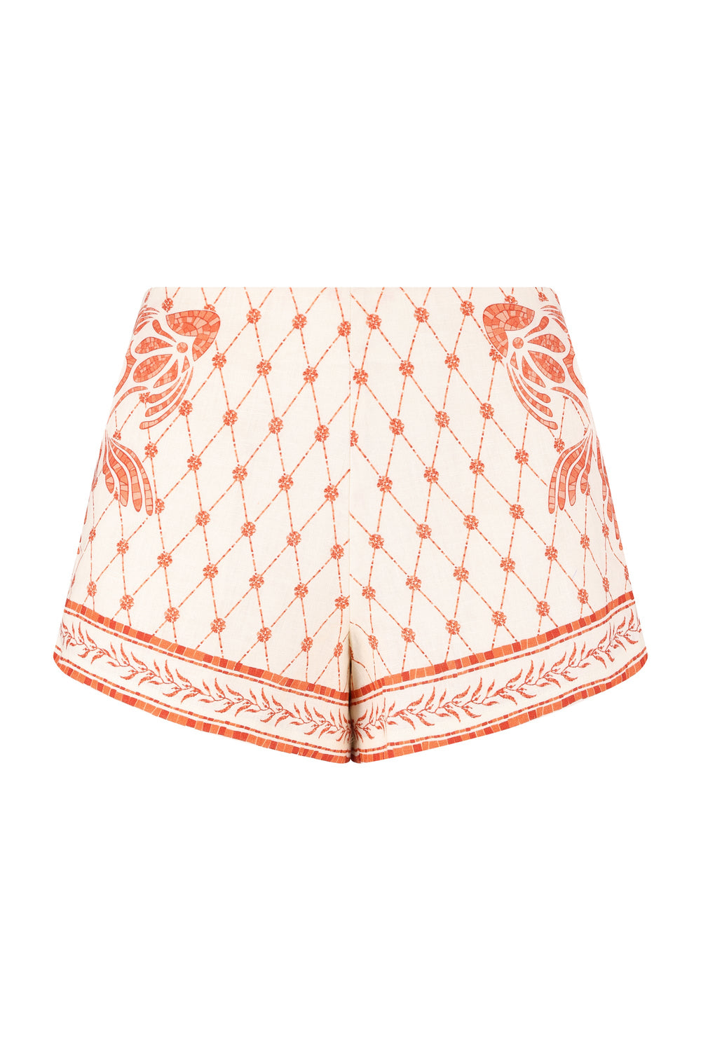Devon Shorts-Orange Mosaic Print-XS