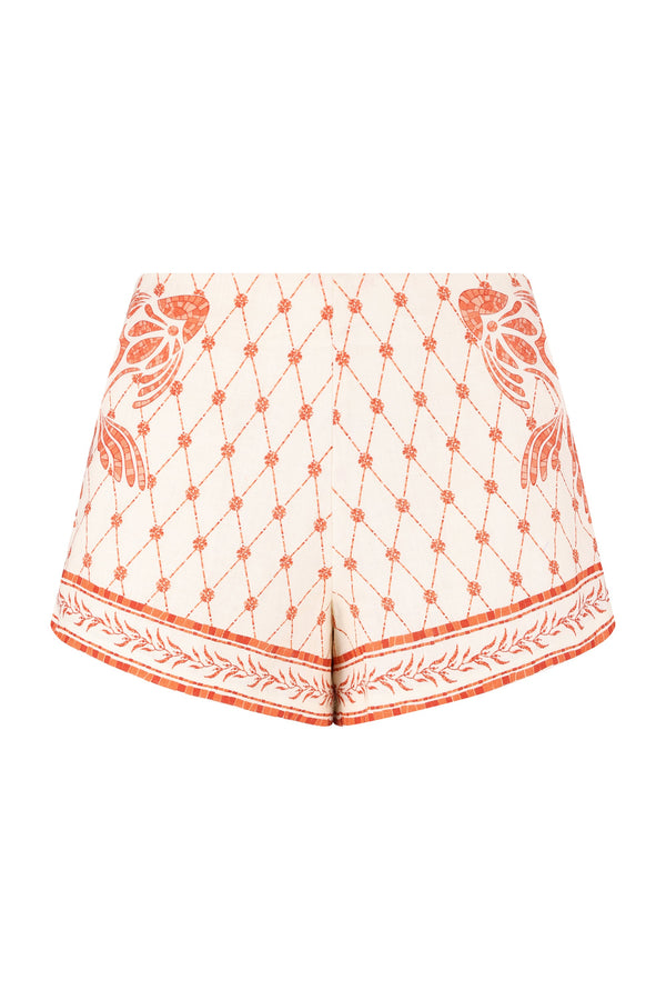 Devon Shorts-Orange Mosaic Print-XS