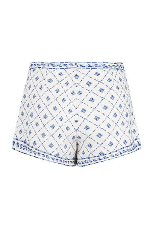 Devon Shorts-Blue Mosaic Print-XS