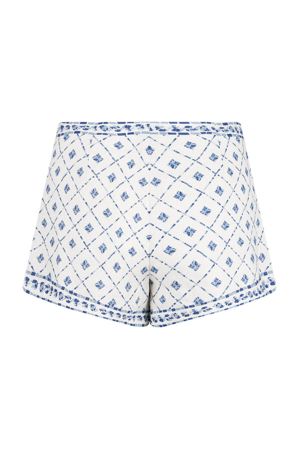 Devon Shorts-Blue Mosaic Print-XS