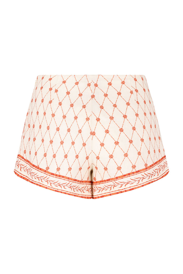 Devon Shorts-Orange Mosaic Print-XS