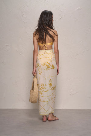 Yellow Pareo-Mustard Mosaic Print-OS