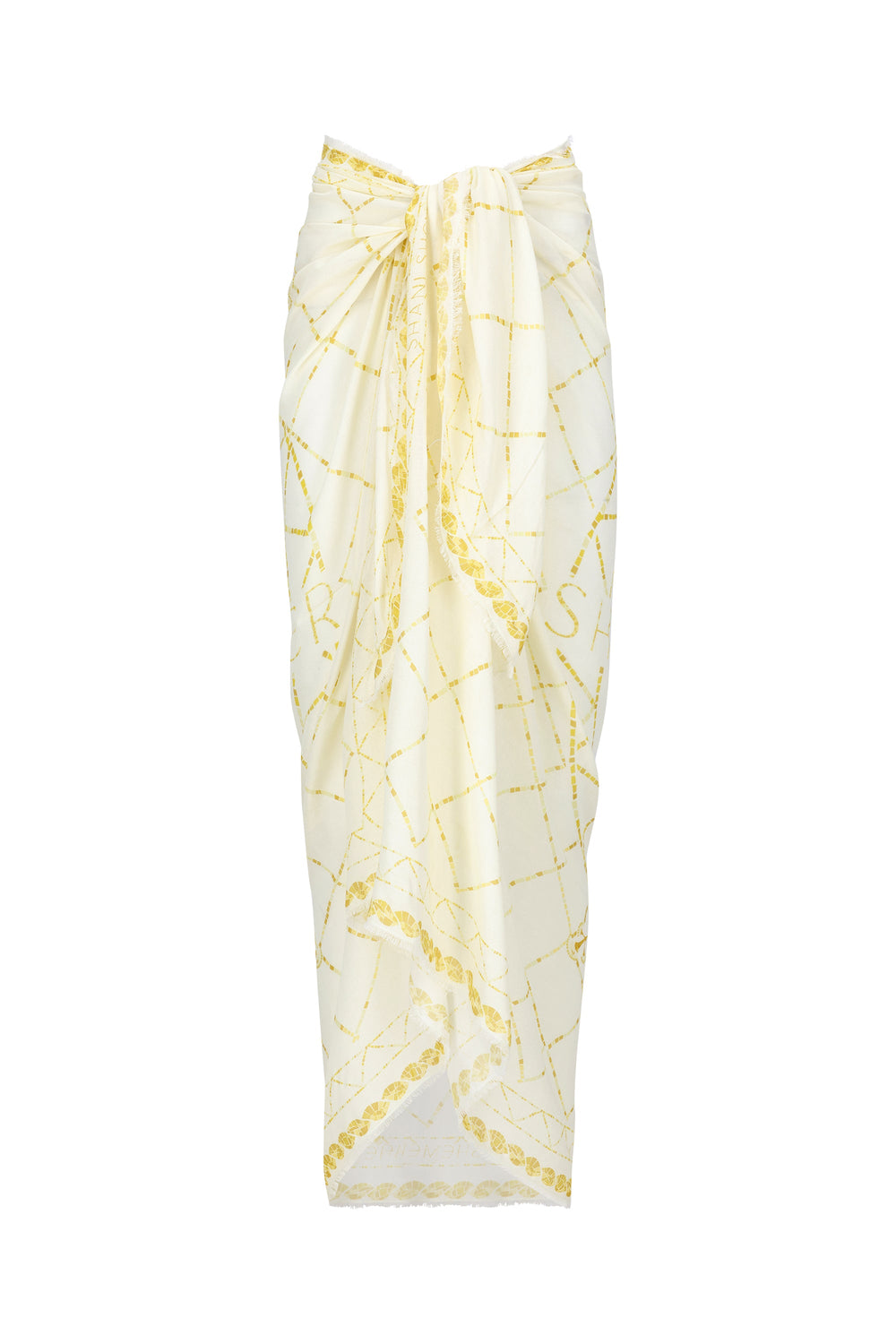 Yellow Pareo-Mustard Mosaic Print-OS