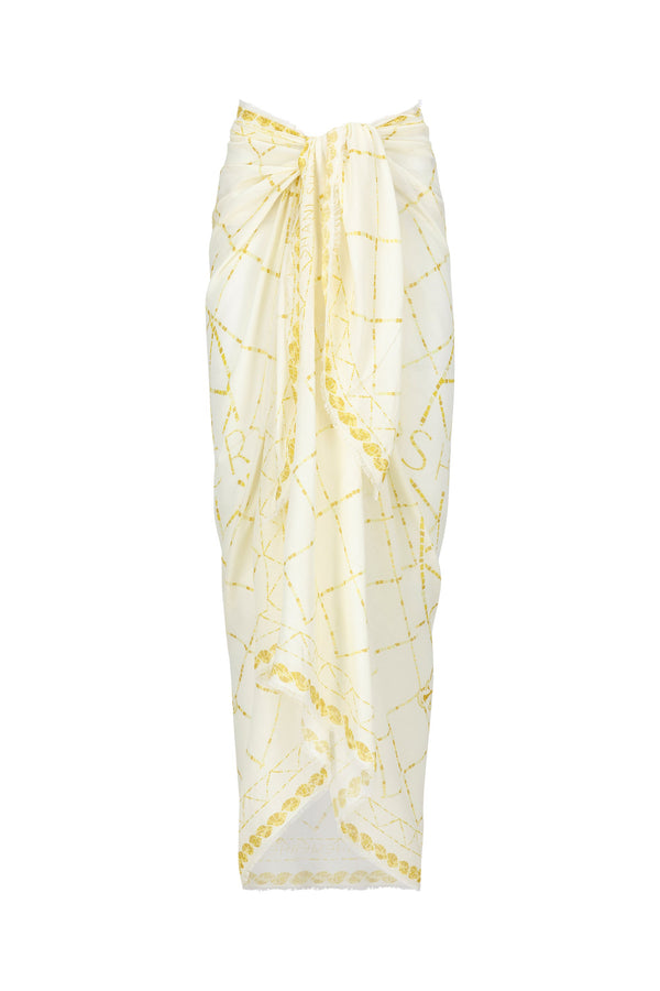 Yellow Pareo-Mustard Mosaic Print-OS