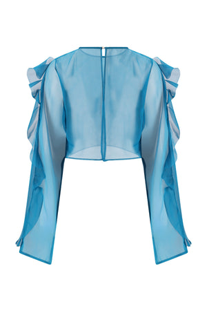 Thoma Cropped Shirt-Blue Teal-XS