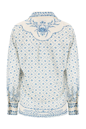 Esther Shirt-Blue Mosaic Print-XS