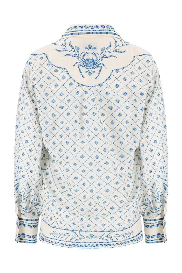 Esther Shirt-Blue Mosaic Print-XS