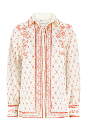 Esther Shirt-Orange Mosaic Print-XS