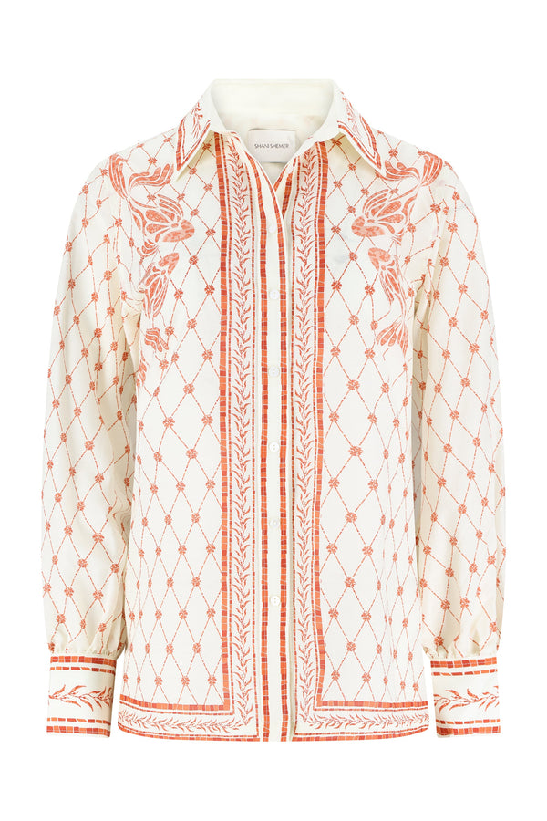 Esther Shirt-Orange Mosaic Print-XS
