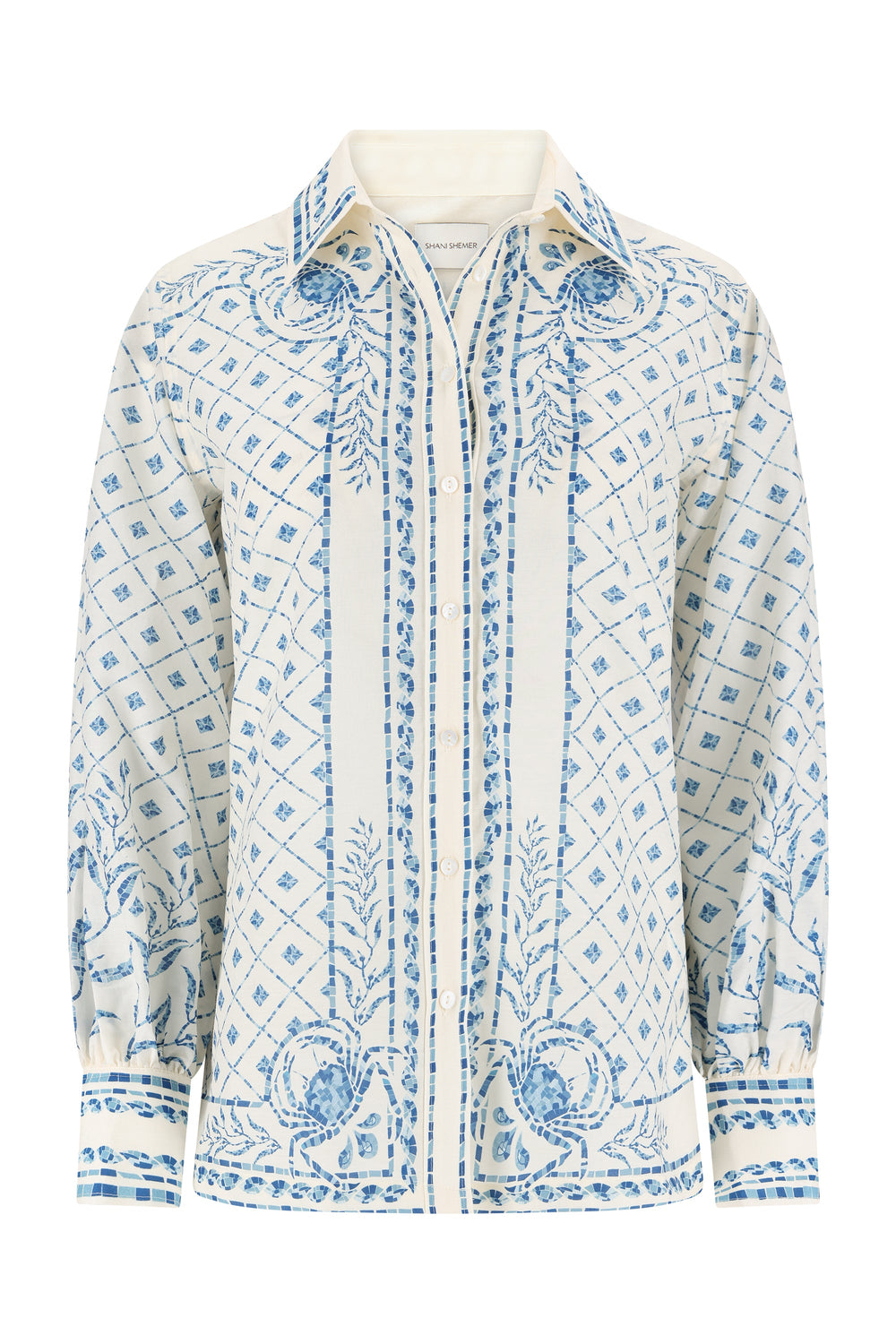 Esther Shirt-Blue Mosaic Print-XS
