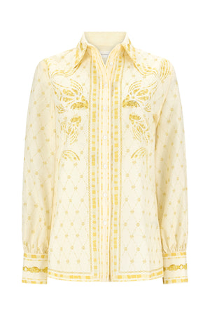 Esther Shirt-Mustard Mosaic Print-XS