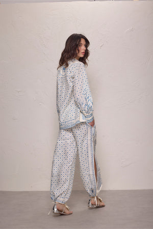 Esther Shirt-Blue Mosaic Print-XS