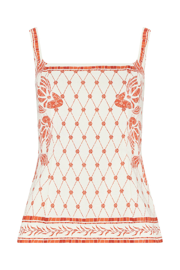 Pippa Top-Orange Mosaic Print-XS