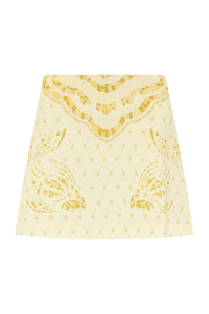 Elory Mini Skirt-Mustard Mosaic Print-XS