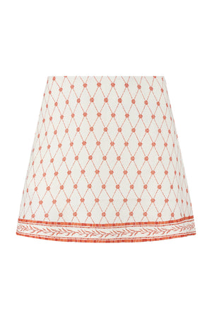 Elory Mini Skirt-Orange Mosaic Print-XS