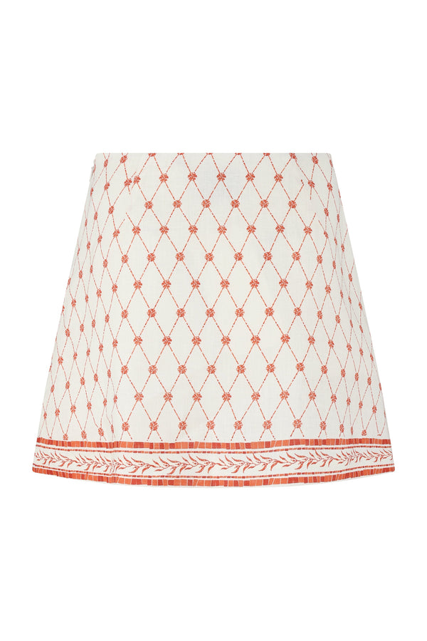 Elory Mini Skirt-Orange Mosaic Print-XS
