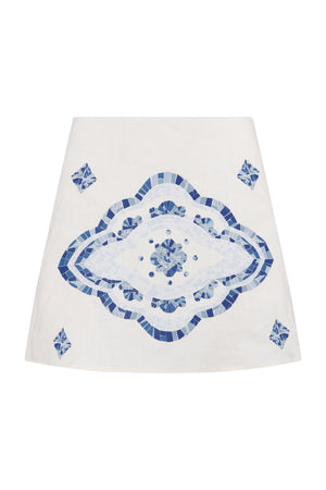 Elory Mini Skirt-Blue Mosaic Print-XS