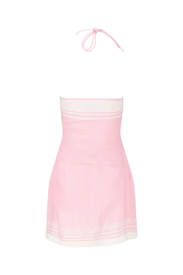 Oliver Mini Dress-Baby Pink Shell Print-XS