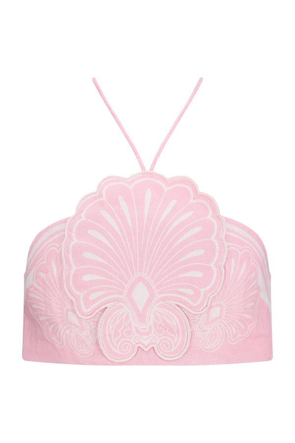 Mulan Top-Baby Pink Shell Print-XS