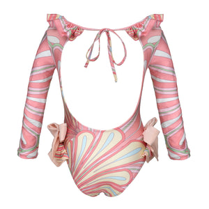 Anne One Piece-Pink Flower Print-12M