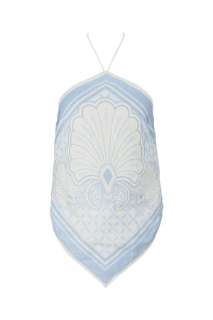 Rosa Top-Aqua Shell Print-XS