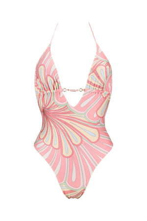 Elia One Piece-Pink Flower Print-XS