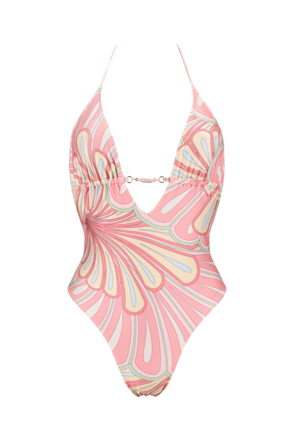 Elia One Piece-Pink Flower Print-XS