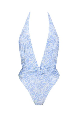 Nia One Piece-Aqua Flower Print-XS