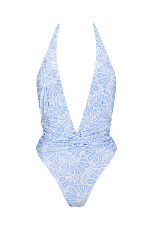 Nia One Piece-Aqua Flower Print-XS