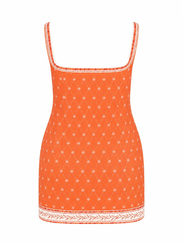 Jordan Mini Dress-Orange Mosaic Print-XS