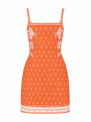 Jordan Mini Dress-Orange Mosaic Print-XS
