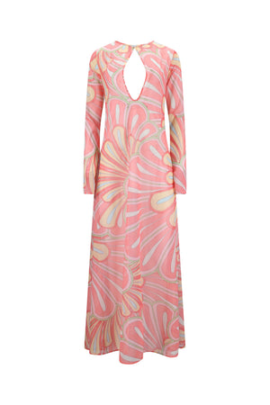 Sylvie Maxi Dress-Pink Flower Print-XS