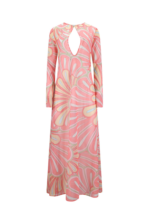 Sylvie Maxi Dress-Pink Flower Print-XS