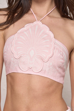 Mulan Top-Baby Pink Shell Print-XS