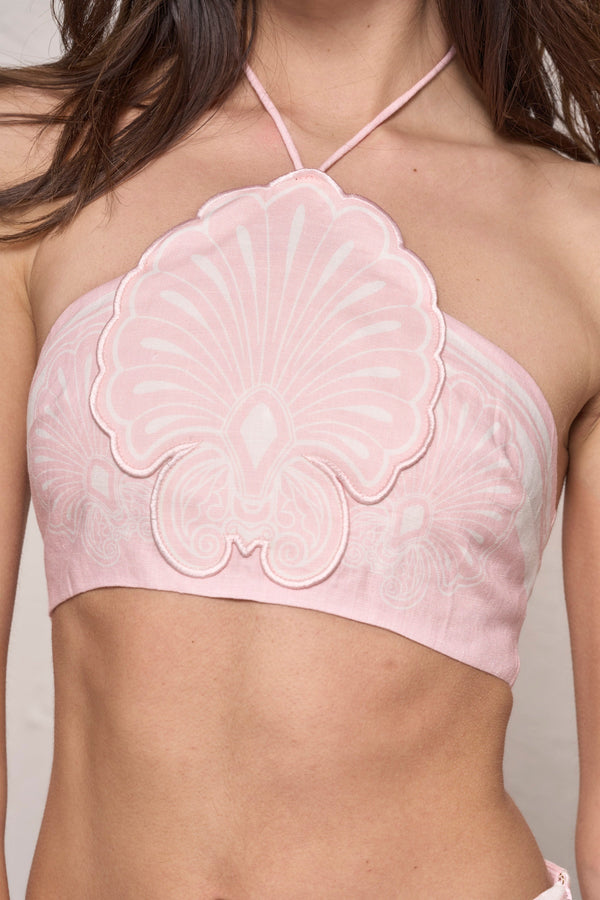 Mulan Top-Baby Pink Shell Print-XS