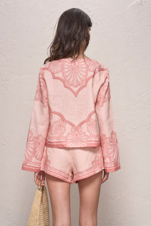 Devon Shorts-Pink Shell Print-XS