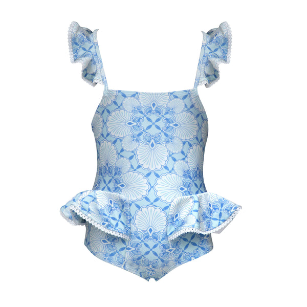 Lucy One Piece-Aqua Shell Print-12M