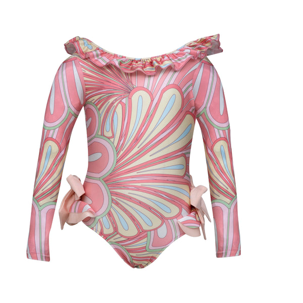 Anne One Piece-Pink Flower Print-12M