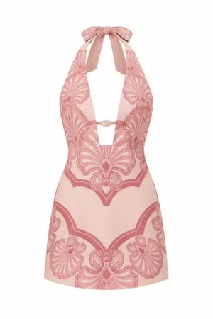 Rae Mini Dress-Pink Shell Print-XS
