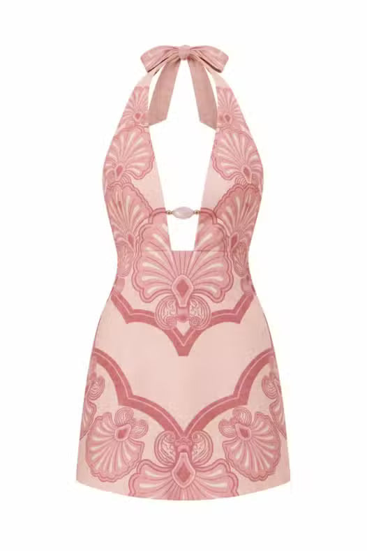 Rae Mini Dress-Pink Shell Print-XS