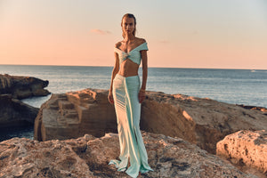 Marcella Maxi Skirt-Aqua Blue-XS