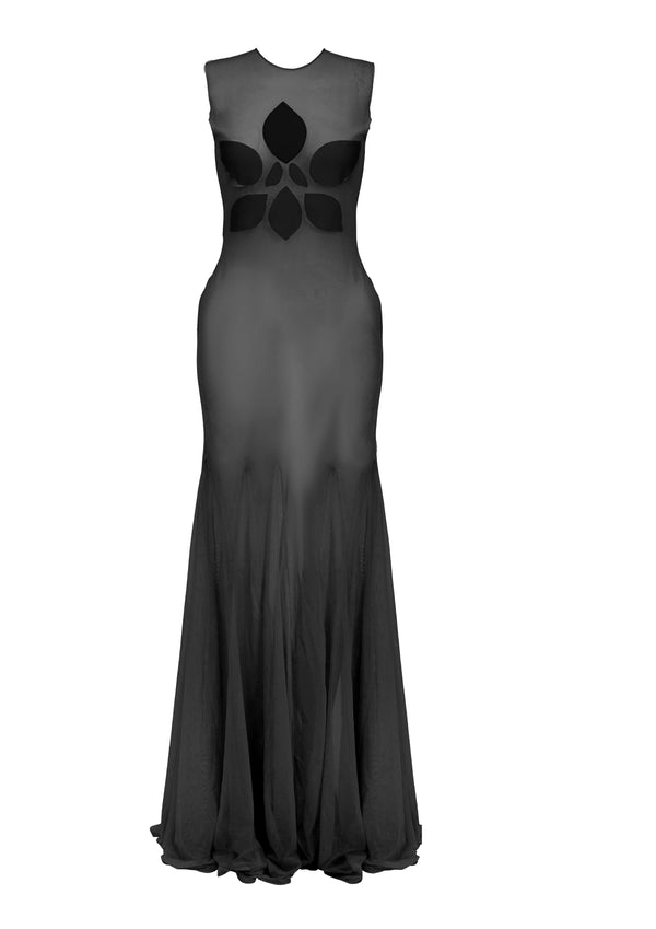 Orchid Maxi Dress-Black-XS