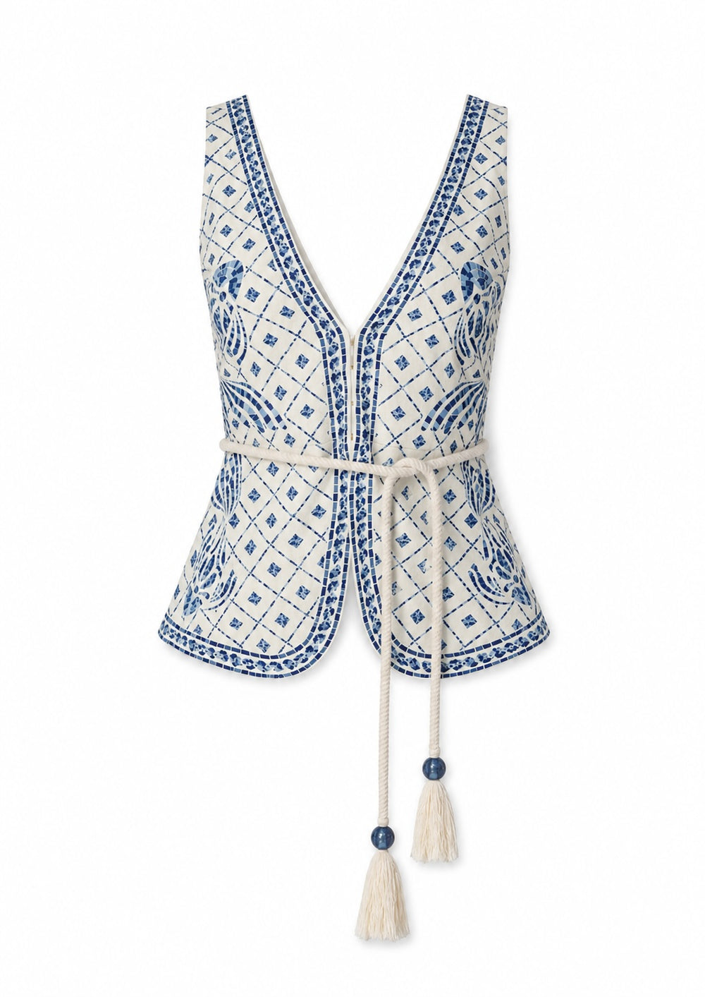 Rue Top-Blue Mosaic Print-XS