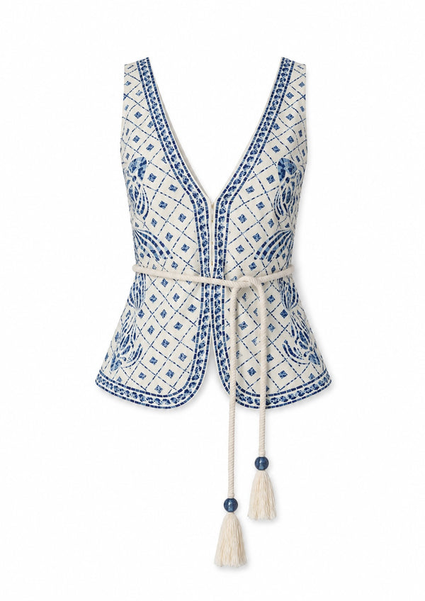 Rue Top-Blue Mosaic Print-XS